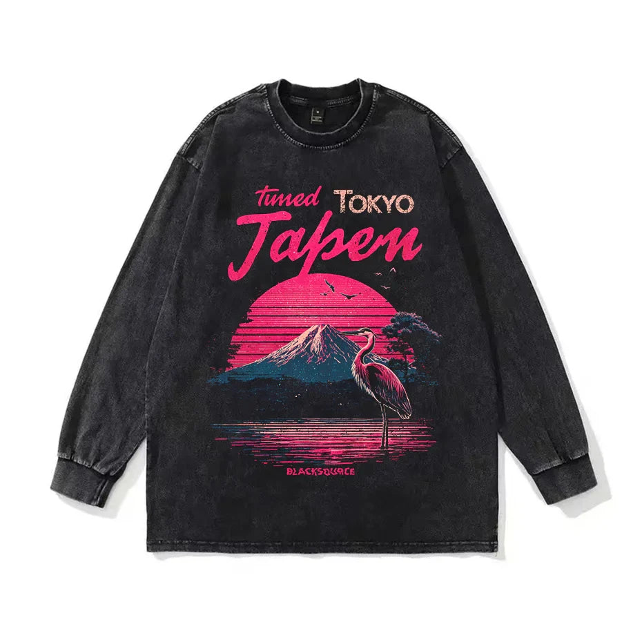 Womens Vintage Acid Wash Graphic Tee Oversized Harajuku Streetwear