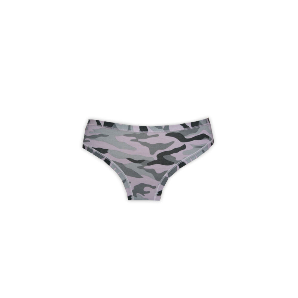 Women's two-piece camouflage underwear set - cotton sports underwear - sports panties with thick strap top - gray - M