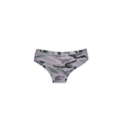 Women's two-piece camouflage underwear set - cotton sports underwear - sports panties with thick strap top - gray - M