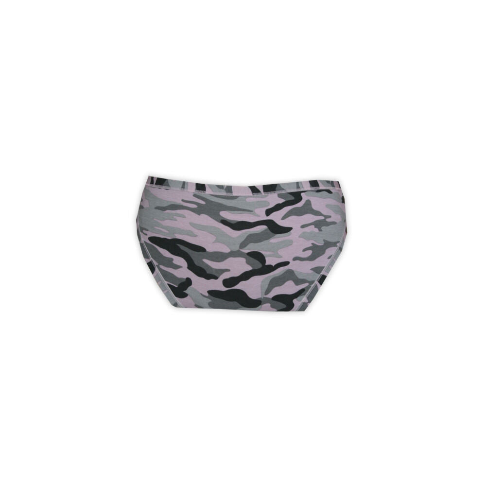 Women's two-piece camouflage underwear set - cotton sports underwear - sports panties with thick strap top - gray - M