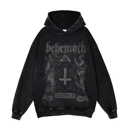 Anime Pain Graphic Hoodie Men's Retro Washed Harajuku Streetwear