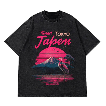 Womens Vintage Acid Wash Graphic Tee Oversized Harajuku Streetwear