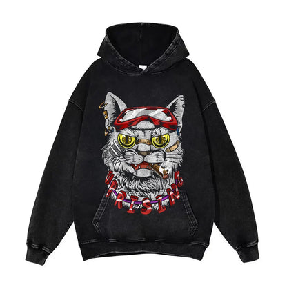 Anime Pain Graphic Hoodie Men's Retro Washed Harajuku Streetwear