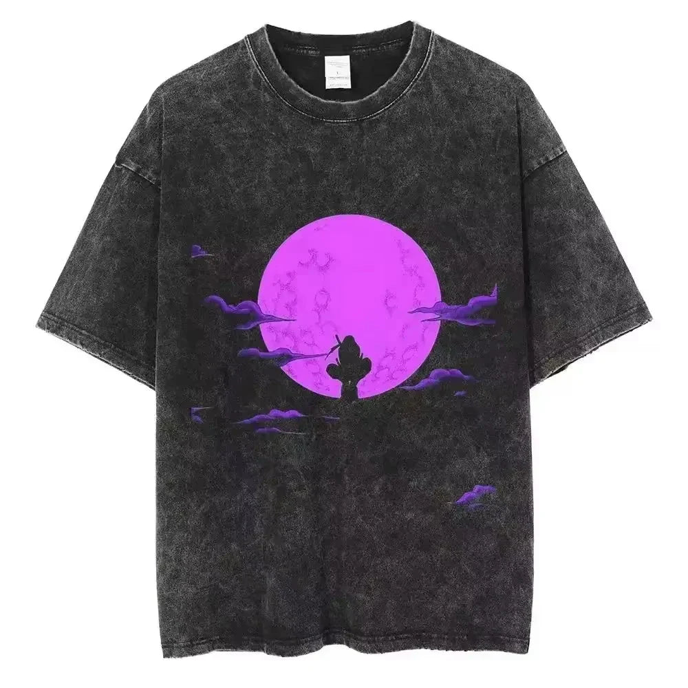 Japan Anime Oversize Cotton T-Shirt Black Streetwear
