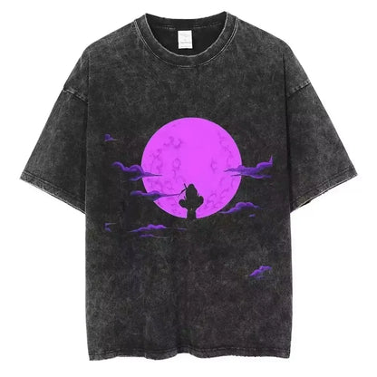 Japan Anime Oversize Cotton T-Shirt Black Streetwear