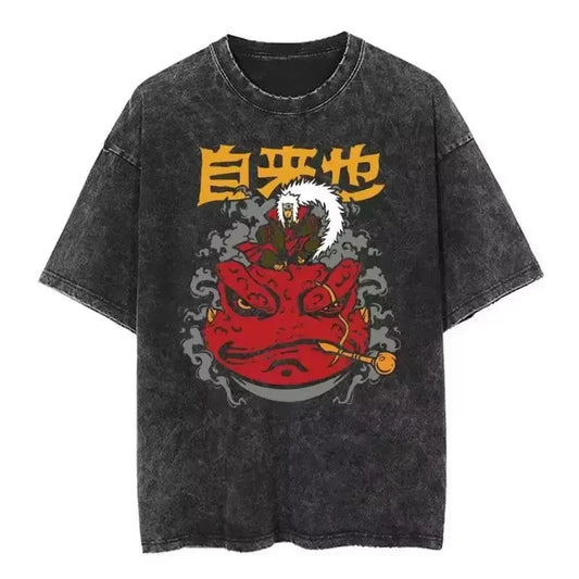 Japan Anime Oversize Cotton T-Shirt Black Streetwear