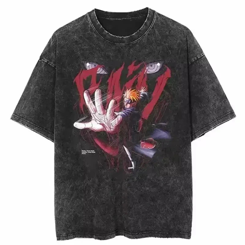 Japan Anime Oversize Cotton T-Shirt Black Streetwear