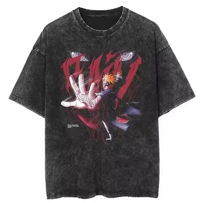 Japan Anime Oversize Cotton T-Shirt Black Streetwear