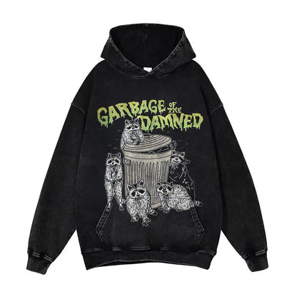 Anime Pain Graphic Hoodie Men's Retro Washed Harajuku Streetwear
