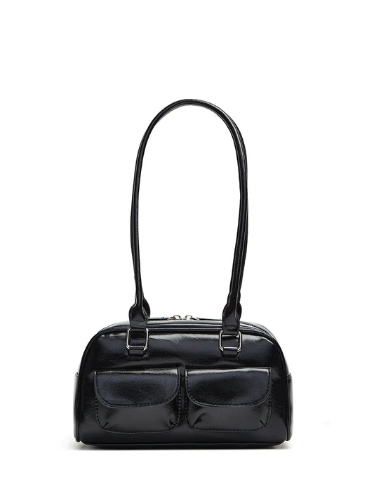 Womens PU Bowling Box Handbag Boston Tote
