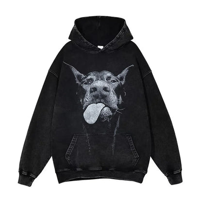 Anime Pain Graphic Hoodie Men's Retro Washed Harajuku Streetwear