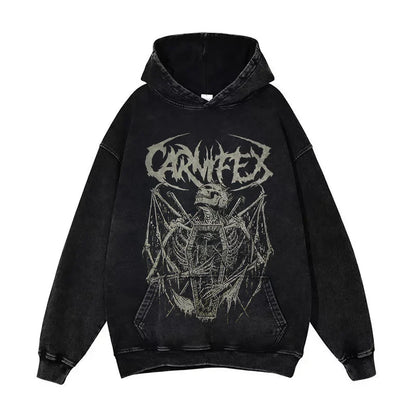 Anime Pain Graphic Hoodie Men's Retro Washed Harajuku Streetwear