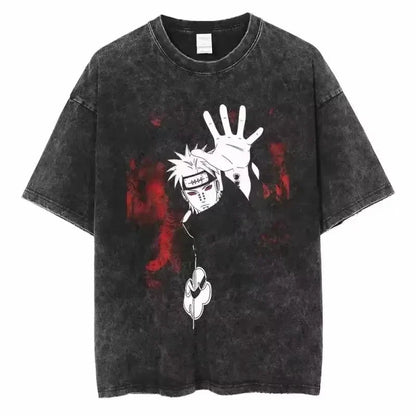 Japan Anime Oversize Cotton T-Shirt Black Streetwear