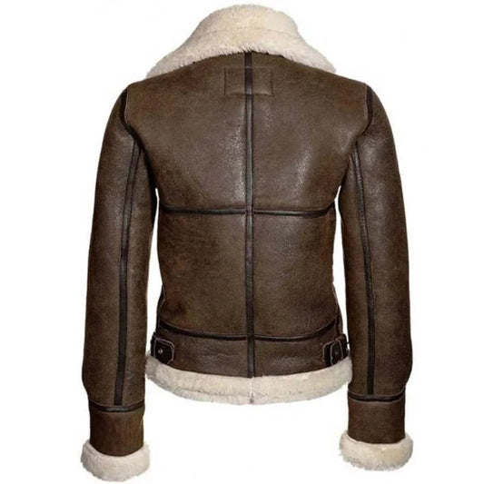 Aviator Womens Distressed Brown Jacket - M