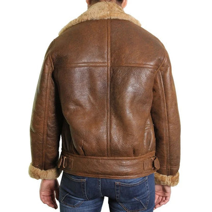Brown Leather Sheepskin Shearling Jacket Womens - L